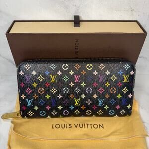 Louis Vuitton Murakami Wallet Multicolor Monogram Vintage Long Zippy Noir Purple